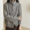 Ropa de mujer, estilo Dongdaemun coreano, alta calidad, cárdigan suéter simple de cuello alto, prenda exterior para mujer, colores mezclados, estilo relajado y casual