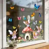 Fada da Flor em Estilo Aquarela Transfronteiriça Adesivo Eletrostático para Vidro Borboleta Cogumelo Adesivo para Janela Adesivo de Embelezamento para Janela de Quarto Infantil Varanda