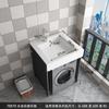 Armario de lavandería para apartamento pequeño, armario de aluminio para lavadora, armario de combinación con lavabo integrado.