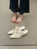 Elegantes Medias Zapatillas 2026 Nuevo Estilo Punta Fina Nicho Plisadas Sandalias de Tacón Medio Zapatillas Cerradas Estilo Francés para Mujer Verano Uso Exterior