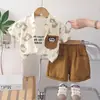 2026 Nuevo Conjunto de Verano para Niños, Estilo Veraniego Delgado para Niños Pequeños, Conjunto de Ropa Elegante, Camisa, Manga Corta, Pantalones Cortos, Conjunto de Tres Piezas