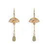 Explosiones de Verano Nueva Moda China Abanico Plegable Largo con Incrustaciones de Diamantes Pendientes con Borlas Diseño de Nicho Accesorios para Orejas de Lujo Ligero para Mujer