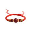 Pulsera Roja de Cuerda de Cinabrio Natural para Niños, Pulsera de Bebé del Año de Nacimiento, Amuleto Seguro de Transferencia, Pulsera de Cinabrio para Bebé