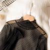 Camiseta Transparente de Malla Interior Estilo Nuevo 2023 para Mujer, Manga Larga Estilo Coreano Holgada Estudiante con Mangas de Campana