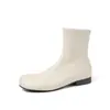 Botas super elásticas para mujer, de tacón bajo, ajustadas, nuevo estilo otoño/invierno, diseño coreano, punta redonda, cremallera lateral, talla grande, botines elásticos para mujer