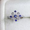 Acessórios DIY Prata de lei S925 luxo leve diamante azul pérola anel porta-vazio acessórios porta-anel feito à mão abertura 4-5