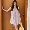 Vestido curto justo de cor sólida sem mangas e ombro a ombro estilo coreano sexy para mulheres, atacado transfronteiriço de verão, saia evasê respirável e solta