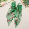 Grampo de Cabelo com Laço de Rede de Natal Padrão Papai Noel Floco de Neve Adorno de Cabeça Festivo Acessórios de Cabelo Doces Europeus e Americanos para Crianças
