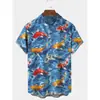 Moda Masculina Transfronteriza Tendencia Verano Camisa de Manga Corta Estilo Hawaiano Camisa Cardigan Casual Holgada Impresa en 3D