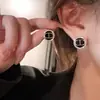 Pendientes para Mujer de Plata S925 con Púa Negra y Letra, Elegantes de Gama Alta, Nicho Coreano, Simples, Elegantes, Versátiles