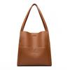 Bolsa de Ombro de Luxo Popular de Alta Qualidade Transfronteiriça Bolsa Tote Lisa de Cor Sólida Bolsa de Compras Bolsa Feminina Bolsa de Grande Capacidade