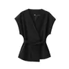 Exportação Transfronteiriça Verão 2025 Novo Estilo Europeu e Americano Moda Elegante Colete de Botão Duplo + Calça Plissada de Cintura Alta Wide Leg Emagrecedora Conjunto