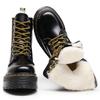 Botas de moto de lana auténtica, gruesas, europeas y americanas, con 8 agujeros, cremallera lateral, estilo británico, cortas, con plataforma y cordones, para mujer.