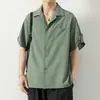 Camisa de Manga Tres Cuartos para Hombre 2026 Verano Seda de Hielo Camisa Casual de Alta Gama con Caída, Corte Holgado, Nuevo Top de Media Manga