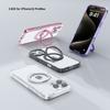 Adequado para Iphone17Promax Capa de Celular com Suporte Invisível Magnético Rotativo Apple 16 Capa Protetora Transparente Simples