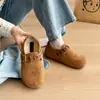 Zapatos Birkenstock de Felpa Cálida con Suela Gruesa para Aumentar la Altura Interior para Mujer, Nuevos Botas de Nieve Slip-on de Invierno, Zapatos de Algodón, Mocasines