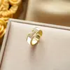 Anillo Ladrillo de Diseño Nicho de Alta Gama Lujo Accesible para Mujer Moda Europea y Americana Creativo Zirconia Chapado en Oro Anillo Abierto Ajustable