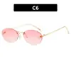 Gafas de Sol Nuevas Ovaladas Sin Montura de Moda Gafas de Sol de Alta Gama para Mujer Anti-UV Gafas de Sol de Moda Europeas y Americanas