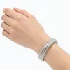 Pulsera Elástica Envolvente Cuello de Ganso Más Vendida Transfronteriza, Versión Ancha de Gama Alta Hueso de Serpiente Pulsera Rayada de Acero Inoxidable para Mujer
