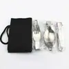 Acero inoxidable para exteriores, camping, picnic, senderismo, vajilla plegable, juego de tres piezas de cuchillo, tenedor y cuchara