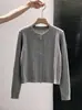 Casaco de malha com botões e padrão torcido para mulheres, novo estilo outono e inverno, top de malha elegante e macio, cardigã curto suave