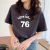 Camiseta de Algodão Solta de Manga Curta Feminina Verão 2024 Nova Coreana Combina com Tudo Estampada Tamanho Grande Blusa Feminina Atacado