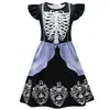 Nuevo Disfraz de Halloween Nightmare before Cosplay con Estampado Transfronterizo para Niños Mayores con Mangas Acampanadas Vestido