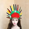Dia das Crianças Headdress de Pena Selvagem Halloween Dança Chapéu de Chefe Indígena Role-Playing Estilo de Chapéu Feito à Mão