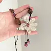 Nuevo Collar Tejido de Flores Hecho a Mano Chino Cadena de Suéter Retro de Madera Estilo Nacional Accesorios Étnicos de Gama Alta Nicho