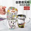 Taza de doble capa resistente a altas temperaturas de vidrio de borosilicato alto taza de café luminosa creativa taza con aislamiento térmico taza de burbujas taza de flores
