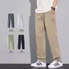 MP/Verão Calça de Sarja Lavada de Pierna Larga Masculina Macacão Vintage Estilo Americano Calça Reta Solta Calça Casual Masculina