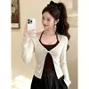 Conjunto de dos piezas para mujer: top de tirantes tipo kaftán con protección solar estilo coreano y top de manga larga retorcido, nueva prenda de abrigo de otoño