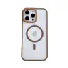 Funda Magnética de Alta Transparencia con Anillo de Color Contrastante Adecuada para iPhone 16 Pro Max, Funda Protectora Transparente Anti-Caídas para Apple 15
