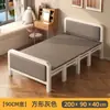 Cama individual plegable, portátil para uso doméstico, marco de hierro reforzado y engrosado, cama doble para dormitorio, cama de campaña simple para viviendas de alquiler