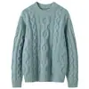 Suéter de cachemira de punto trenzado con cuello redondo, nueva camiseta básica gruesa de otoño e invierno para mujer, estilo suave, color liso, suéter cálido