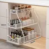 Estante de Almacenamiento para Fregadero de Cocina del Hogar Gabinete Deslizante Estante Deslizante por Capas Cesta Deslizante Estante de Almacenamiento para Platos de Fregadero Condimentos