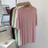Camiseta de Modal com Caimento Feminina Verão Macia Drapada Modal Fresca e Não Sensível Comprimento Médio Cor Lisa Saia Camiseta Top