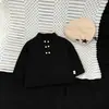 Conjunto de Camisa Sencilla Estilo Chino para Niños Ropa de Otoño para Niños Top de Cuello Alto con Botones Pantalones Cargo Casuales Ropa para Bebés para Exteriores