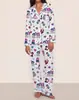 Novo Modelo 2025 Tk Amazon Peça Única Grupo de Meninas Kpop Estampado Pijama de Comprimento Duplo Roupa de Dormir Feminina