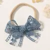 Diadema elástica sin costuras de encaje hueco suave para niños transfronteriza, diadema de lazo europea y americana, accesorio para el cabello de princesa 4483