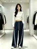 Pantalones de trabajo de pierna ancha con raya lateral para mujer, nuevos de otoño/invierno, de cintura alta, fluidos, holgados, casuales, de pierna recta, deportivos