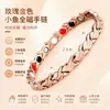 Pulsera Magnética de Venta Caliente Transfronteriza para Hombres y Mujeres, Trébol de Cuatro Hojas Desmontable con Pedrería, Patrón de Dragón, Pulsera Magnética de Energía Cruzada