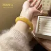 Pulseira de Jade Huanglong Natural, Pulseira de Jade Tipo Gelo Cor Dourado Champagne para Mulheres, Pulseira de Jade na Cor Esmeralda, Presente de Luxo Leve de Nicho
