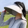 Nuevo Estilo Fresco Seda de Hielo Ala Ancha Protección para el Cuello Integrada Sombrero de Sol Abierto para Mujer, Casual de Verano Protección UV Sombrero de Sol