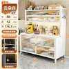 Gabinete de almacenamiento para cocina, aparador de acero con panel de roca, mesa multifuncional para alimentar bebés, gabinete de almacenamiento para microondas, armario de almacenamiento