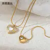 Collar Transfronterizo Exquisito de Acero de Titanio Taina Europeo y Americano con Baño de Oro de 18 Quilates, Collar Único y Elegante con Forma de Corazón para Mujer, Venta al por Mayor