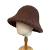 Sombrero de Pescador Simple de Encaje Tejido Estilo Coreano Otoño e Invierno Sombrero de Pescador de Felpa Moda Simple Versátil Sombrero de Cubo Liso