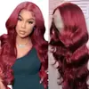 Comercio exterior transfronterizo moda europea y americana encaje frontal encaje rojo vino onda grande cabello rizado África caliente encaje frontal falso