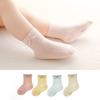 Calcetines de malla para niñas con lazo de color caramelo, nuevos de verano, transpirables, de algodón peinado, calcetines para bebé hasta la mitad de la pantorrilla, entrega de una sola pieza