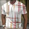 Estação Independente UE Transfronteiriça masculina novo POLO3D impressão digital casual de negócios manga curta gola lapela POLO